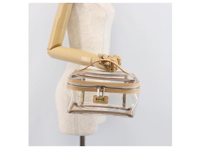 Necessaire Burberrys Vanity Cosmetic Pouch Vinyl Clear Silver Auth 203681A Argento - vista 19