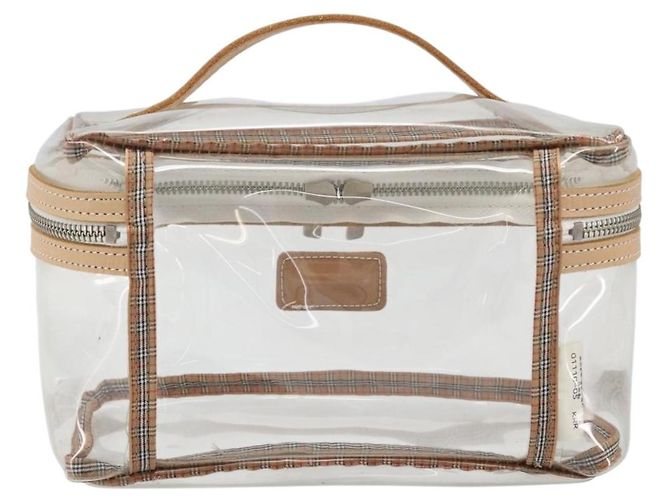 Necessaire Burberrys Vanity Cosmetic Pouch Vinyl Clear Silver Auth 203681A Argento - vista 2