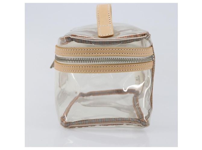 Necessaire Burberrys Vanity Cosmetic Pouch Vinyl Clear Silver Auth 203681A Argento - vista 3