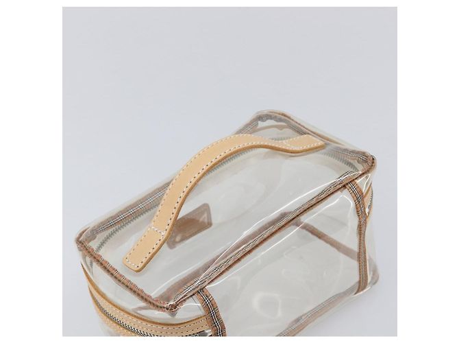 Necessaire Burberrys Vanity Cosmetic Pouch Vinyl Clear Silver Auth 203681A Argento - vista 6