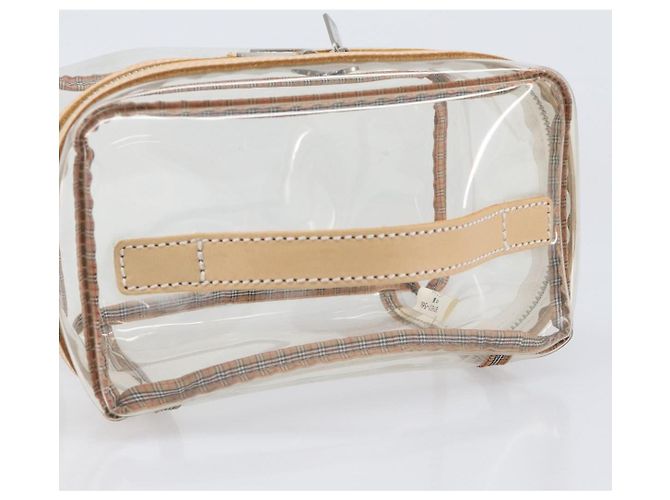 Necessaire Burberrys Vanity Cosmetic Pouch Vinyl Clear Silver Auth 203681A Argento - vista 7