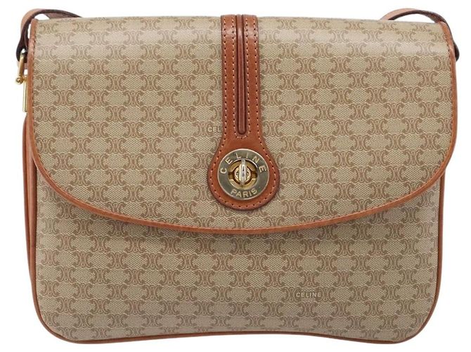 16 Céline CELINE Macadam Canvas Schultertasche PVC Beige Gold Auth 201484A Golden - Ansicht 13