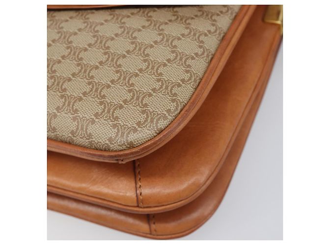 16 Céline CELINE Macadam Canvas Schultertasche PVC Beige Gold Auth 201484A Golden - Ansicht 15