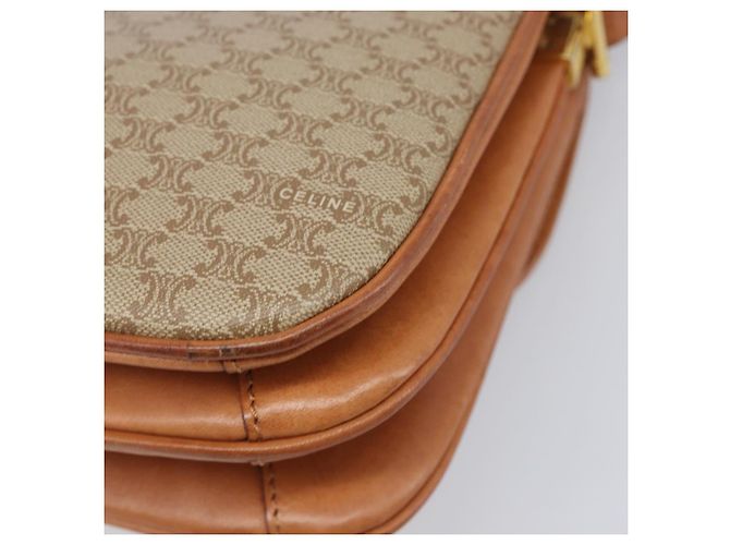 16 Céline CELINE Macadam Canvas Schultertasche PVC Beige Gold Auth 201484A Golden - Ansicht 17