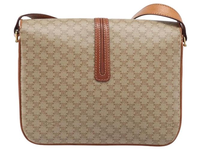 16 Céline CELINE Macadam Canvas Schultertasche PVC Beige Gold Auth 201484A Golden - Ansicht 2