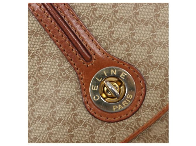 16 Céline CELINE Macadam Canvas Schultertasche PVC Beige Gold Auth 201484A Golden - Ansicht 20