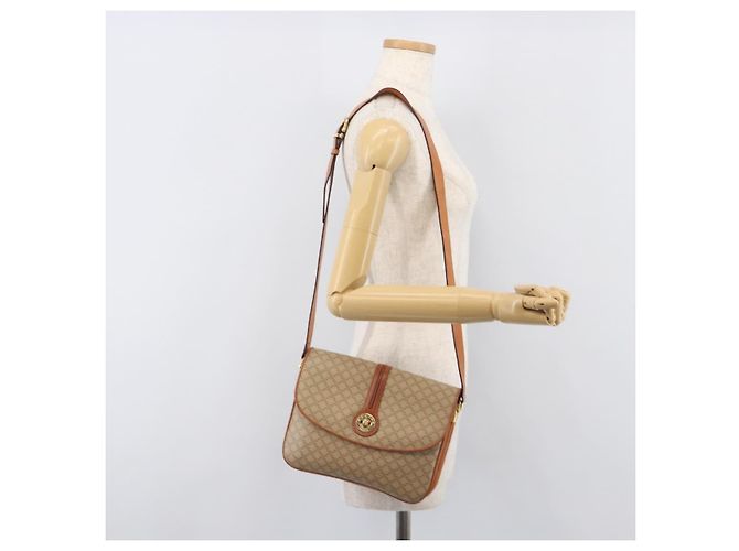 16 Céline CELINE Macadam Canvas Schultertasche PVC Beige Gold Auth 201484A Golden - Ansicht 28