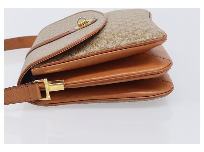16 Céline CELINE Macadam Canvas Schultertasche PVC Beige Gold Auth 201484A Golden - Ansicht 4