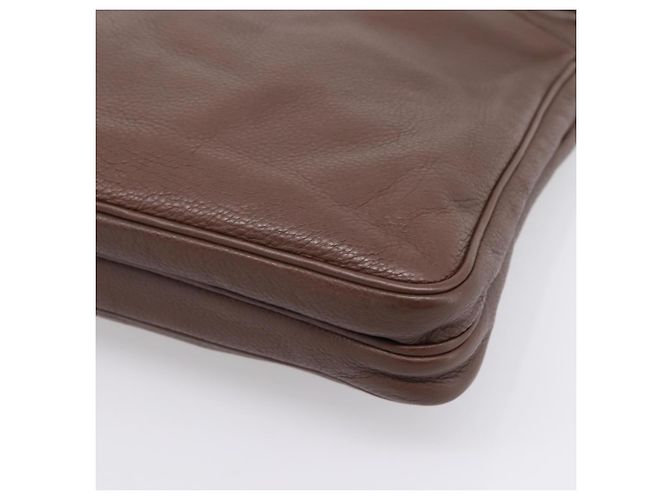 Borsa a tracolla PRADA in pelle Taurillon Marrone Argento Auth am12669V - vista 14