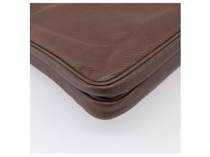 Borsa a tracolla PRADA in pelle Taurillon Marrone Argento Auth am12669V - vista 15