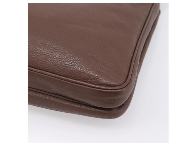 Borsa a tracolla PRADA in pelle Taurillon Marrone Argento Auth am12669V - vista 16