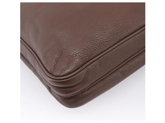 Borsa a tracolla PRADA in pelle Taurillon Marrone Argento Auth am12669V - vista 17