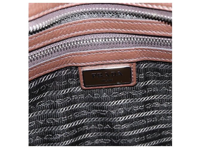 Borsa a tracolla PRADA in pelle Taurillon Marrone Argento Auth am12669V - vista 19