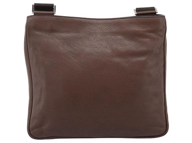 Borsa a tracolla PRADA in pelle Taurillon Marrone Argento Auth am12669V - vista 2