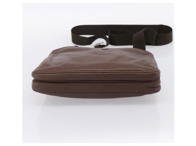 Borsa a tracolla PRADA in pelle Taurillon Marrone Argento Auth am12669V - vista 5