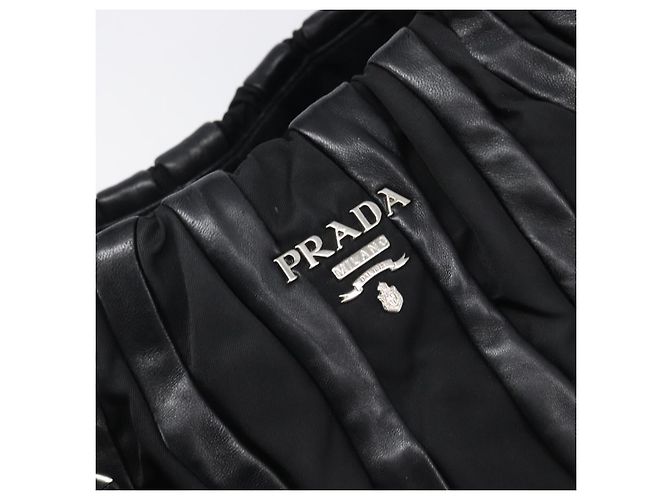 PRADA Crimson Handtasche aus Leder Schwarz Silber authentisch 204098V - Ansicht 18