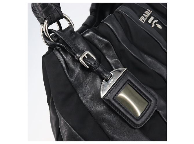 PRADA Crimson Handtasche aus Leder Schwarz Silber authentisch 204098V - Ansicht 19