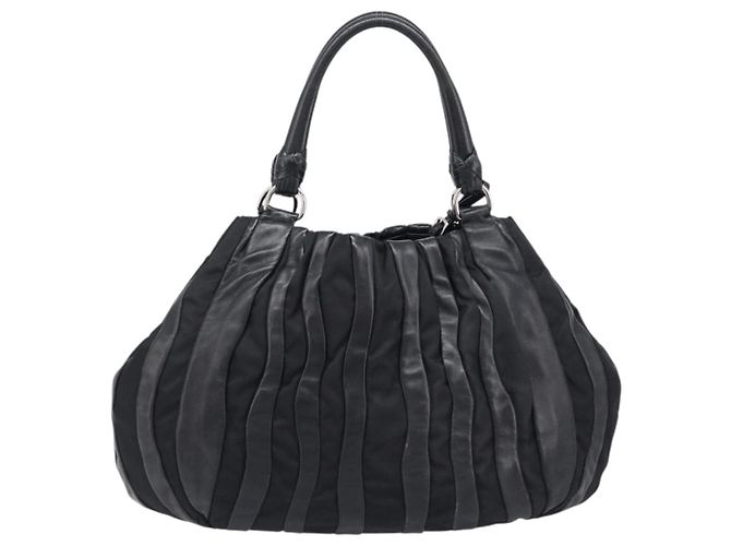 PRADA Crimson Handtasche aus Leder Schwarz Silber authentisch 204098V - Ansicht 2