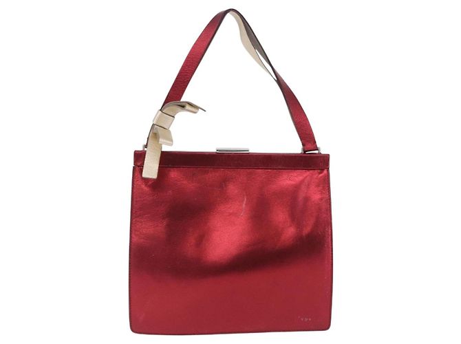 Borsa a mano Miu Miu in pelle rossa argento Auth 204327 Rosso - vista 13