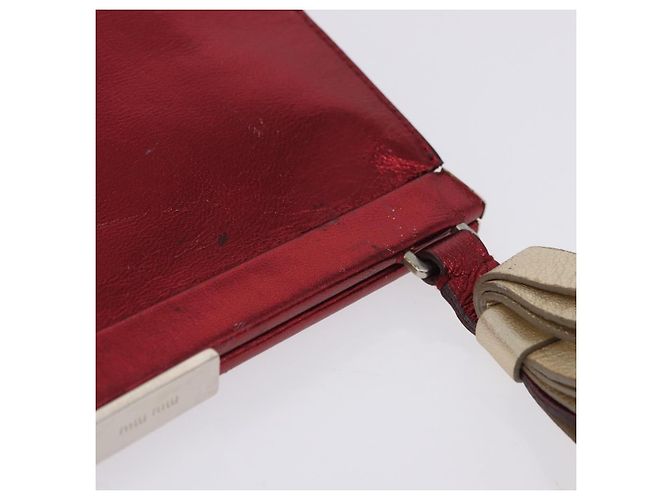 Borsa a mano Miu Miu in pelle rossa argento Auth 204327 Rosso - vista 16
