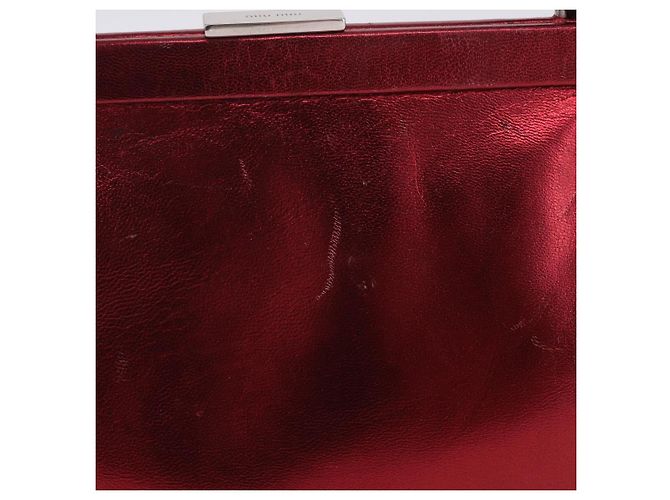 Borsa a mano Miu Miu in pelle rossa argento Auth 204327 Rosso - vista 2