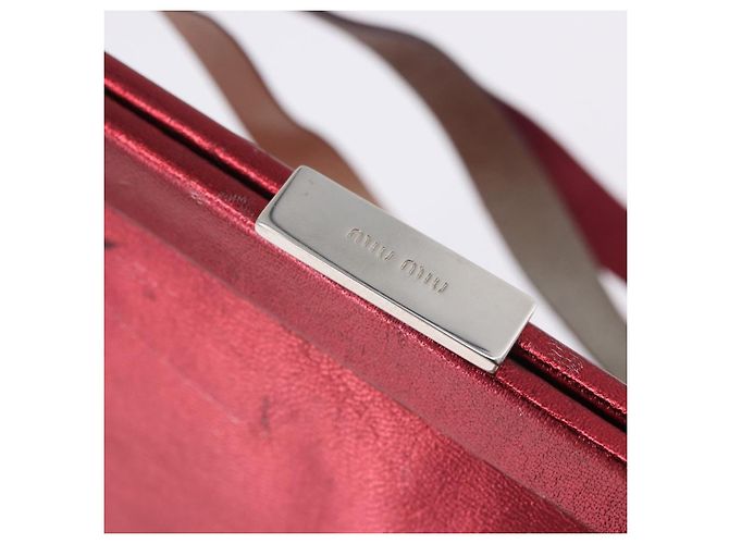 Borsa a mano Miu Miu in pelle rossa argento Auth 204327 Rosso - vista 23