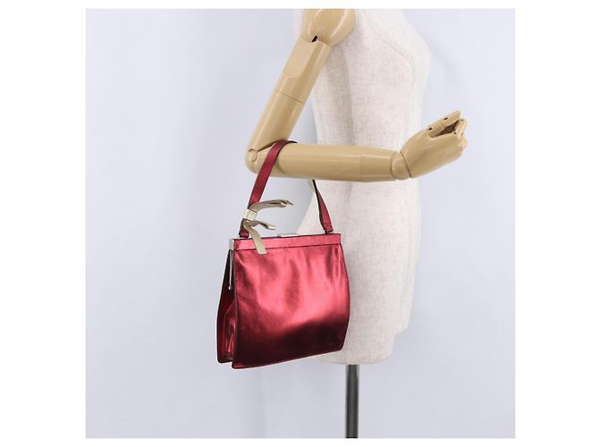 Borsa a mano Miu Miu in pelle rossa argento Auth 204327 Rosso - vista 29