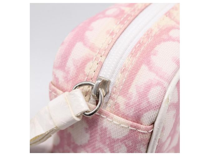 Pouch Christian Dior Trotter Canvas PVC Rosa Argento Auth 203879 - vista 10