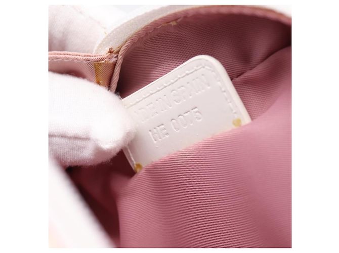 Pouch Christian Dior Trotter Canvas PVC Rosa Argento Auth 203879 - vista 12