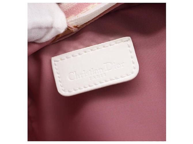 Pouch Christian Dior Trotter Canvas PVC Rosa Argento Auth 203879 - vista 19