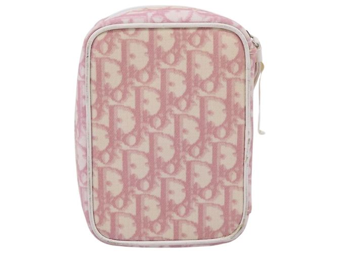 Pouch Christian Dior Trotter Canvas PVC Rosa Argento Auth 203879 - vista 2