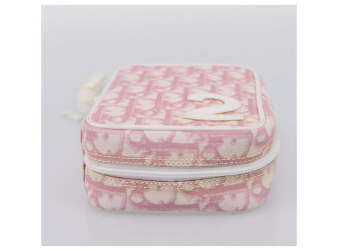 Pouch Christian Dior Trotter Canvas PVC Rosa Argento Auth 203879 - vista 6