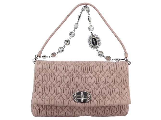 Bolsa de Ombro Miu Miu Matelassé em Couro Rosa Prateada Autêntica ka6197V Prata - vista 13