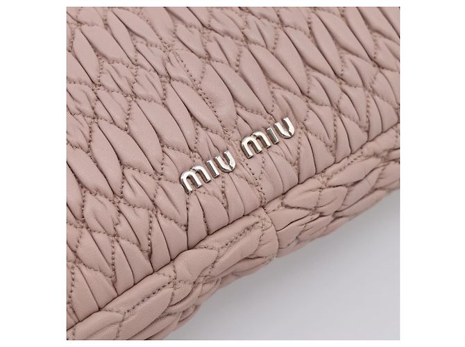 Bolsa de Ombro Miu Miu Matelassé em Couro Rosa Prateada Autêntica ka6197V Prata - vista 19
