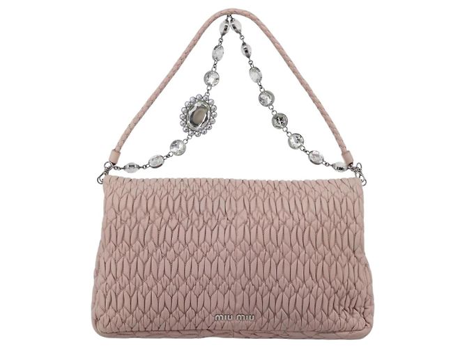 Bolsa de Ombro Miu Miu Matelassé em Couro Rosa Prateada Autêntica ka6197V Prata - vista 2