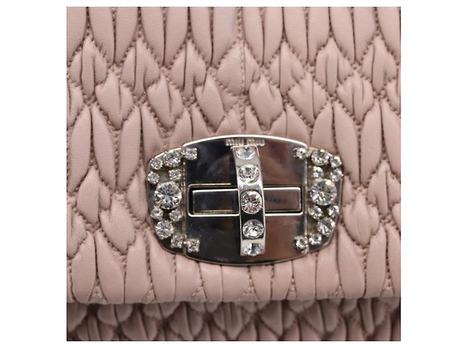 Bolsa de Ombro Miu Miu Matelassé em Couro Rosa Prateada Autêntica ka6197V Prata - vista 20