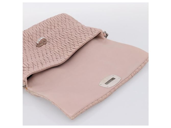 Bolsa de Ombro Miu Miu Matelassé em Couro Rosa Prateada Autêntica ka6197V Prata - vista 21