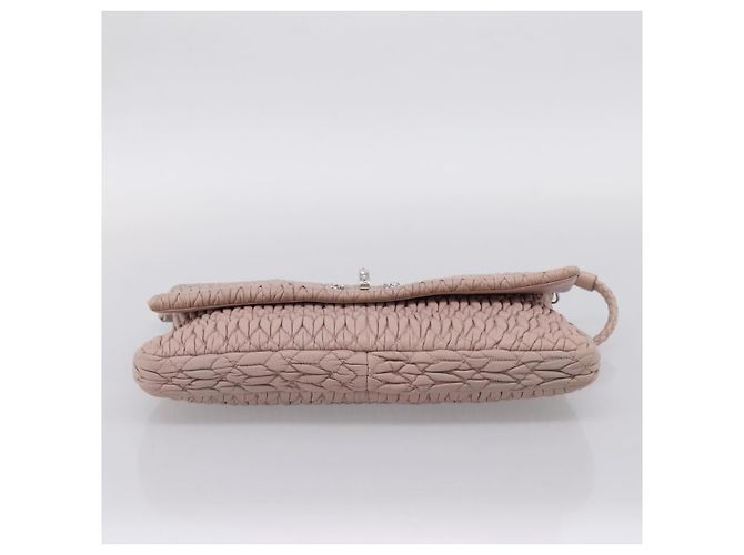 Bolsa de Ombro Miu Miu Matelassé em Couro Rosa Prateada Autêntica ka6197V Prata - vista 5