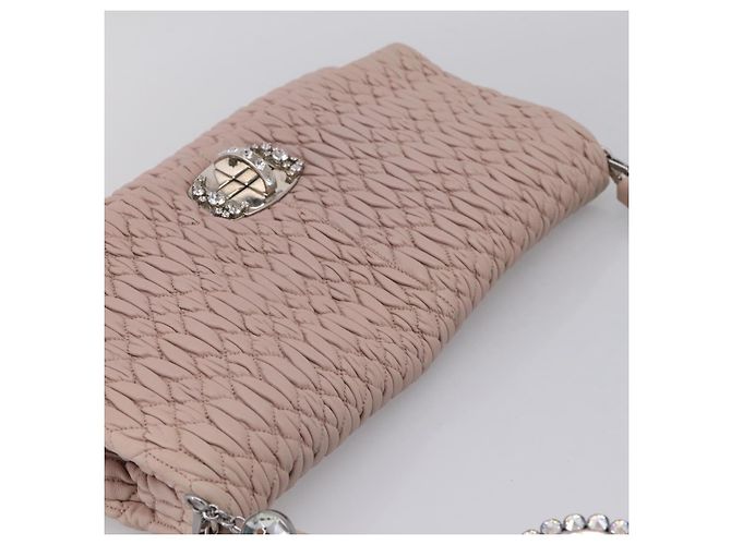 Bolsa de Ombro Miu Miu Matelassé em Couro Rosa Prateada Autêntica ka6197V Prata - vista 6