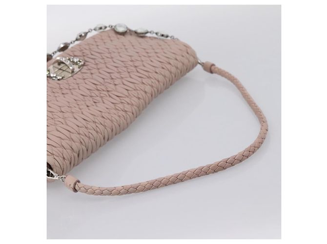 Bolsa de Ombro Miu Miu Matelassé em Couro Rosa Prateada Autêntica ka6197V Prata - vista 7