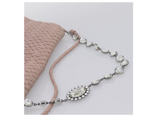 Bolsa de Ombro Miu Miu Matelassé em Couro Rosa Prateada Autêntica ka6197V Prata - vista 8