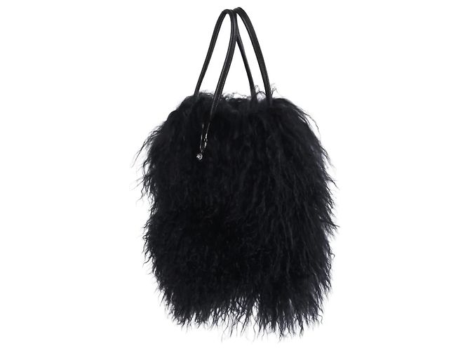 Borsa Tote Statement Roberto Cavalli in pelliccia mongola nera Nero - vista 2