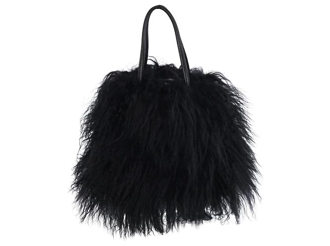 Borsa Tote Statement Roberto Cavalli in pelliccia mongola nera Nero - vista 3