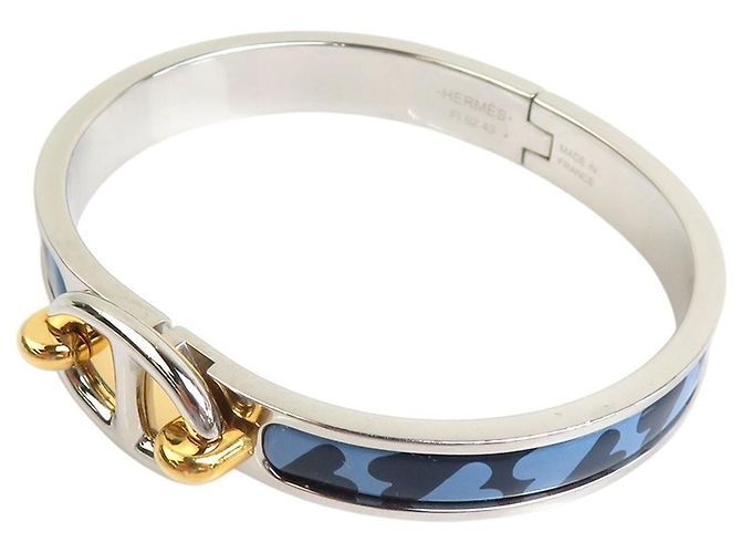 Bracciale Mini Clic Chaine D Ancre PM in smalto blu Hermès - vista 2