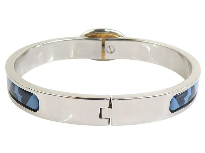 Bracciale Mini Clic Chaine D Ancre PM in smalto blu Hermès - vista 3