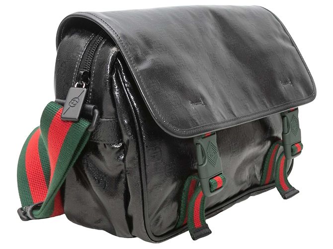 Bolsa Messenger Gucci Imprime com fivela dupla preta Preto - vista 3