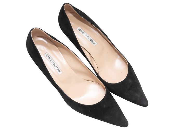 Décolleté a punta in camoscio nero Manolo Blahnik Taglia 40 - vista 2