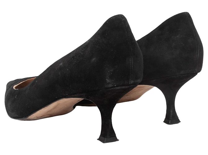 Décolleté a punta in camoscio nero Manolo Blahnik Taglia 40 - vista 4