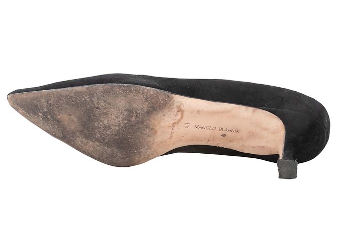 Décolleté a punta in camoscio nero Manolo Blahnik Taglia 40 - vista 5