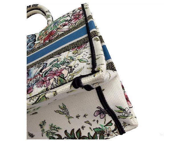 Autre Marque Book Tote Medium Canvas Bestickte Handtasche Weiß - Ansicht 10